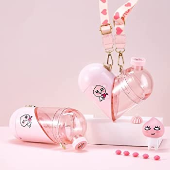 Amazon.com: NONOO Love Storage Cup Heart Water Bottle Outdoor Fitness Sports Creative Water Bottle with Portable Strap for Travel Easy Carry Cup Gift (Pink) : Everything Else