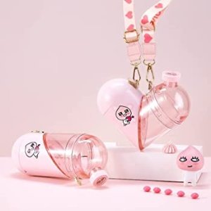 $22.99 Amazon.com: NONOO Love Storage Cup Heart Water Bottle Outdoor Fitness Sports Creative Water Bottle with Portable Strap for Travel Easy Carry Cup Gift (Pink) : Everything Else