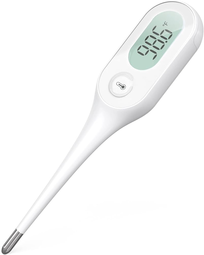 iHealth 数字口腔温度计 PT1，高精度双传感器发烧温度计，成人和婴儿直肠腋下读数温度计，记忆调用和超大 LCD 背光显示屏