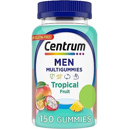 Centrum Men's Multivitamin Gummies, Tropical Fruit Flavors Made from Natural Flavors, 150 Count