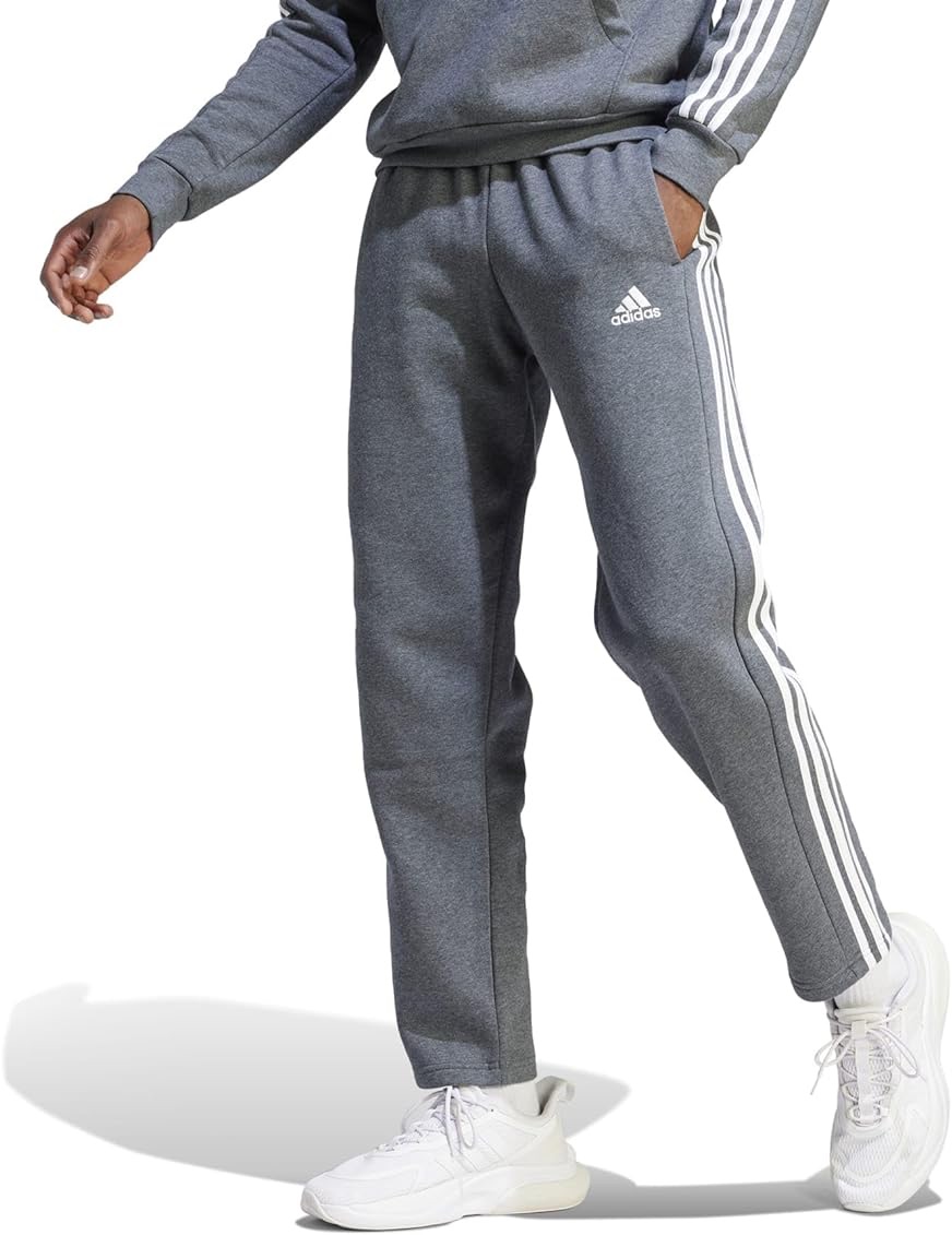 Amazon.com: adidas Men's Essentials Fleece Open Hem 3-Stripes Pants, Dark Grey Heather, X-Small : Clothing, Shoes & Jewelry
