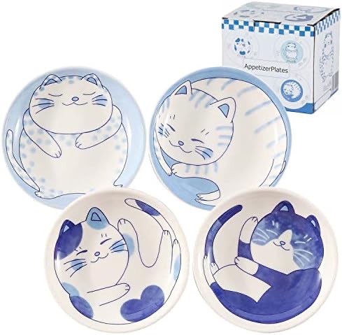 HAKONE YOSEGI 日式猫咪陶瓷调味碟 4个