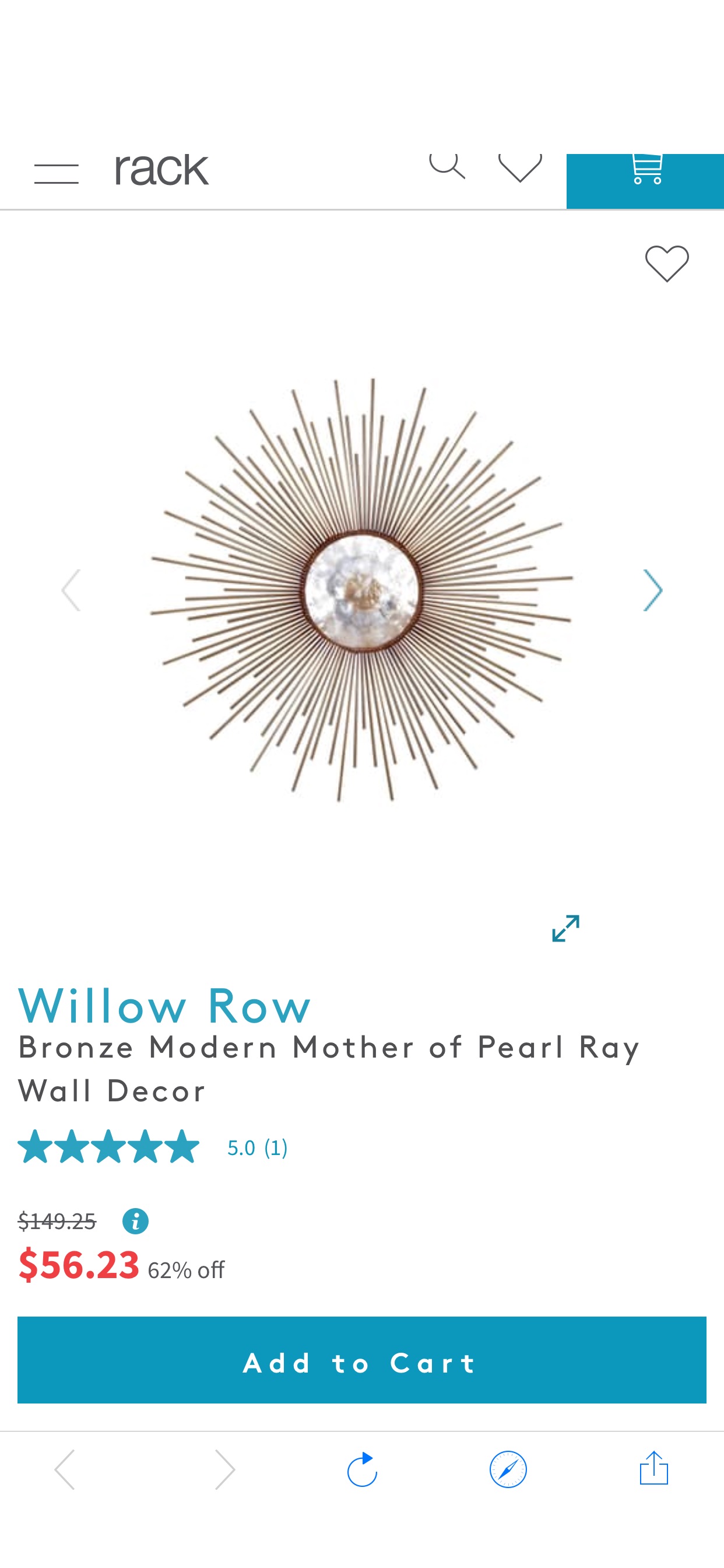 Willow Row | 铜制墙壁装饰Bronze Modern Mother of Pearl Ray Wall Decor | Nordstrom Rack