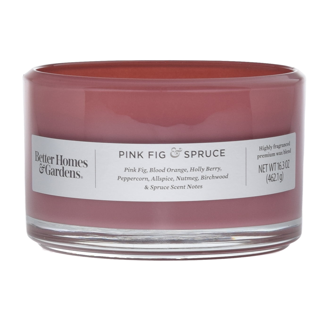 Better Homes &amp; Gardens 16oz Pink Fig &amp; Spruce Scented 3-Wick Dish Candle - Walmart.com