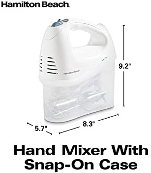Amazon.com: 打蛋器Hamilton Beach 6-Speed Electric Hand Mixer, Beaters and Whisk, with Snap-On Storage Case, White: Kitchen & Dining