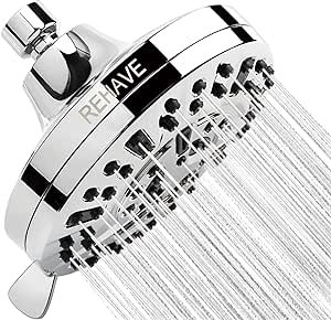 REHAVE 5.1-Inch Rainfall Shower Head with 63 Jets, 8 Spray Modes