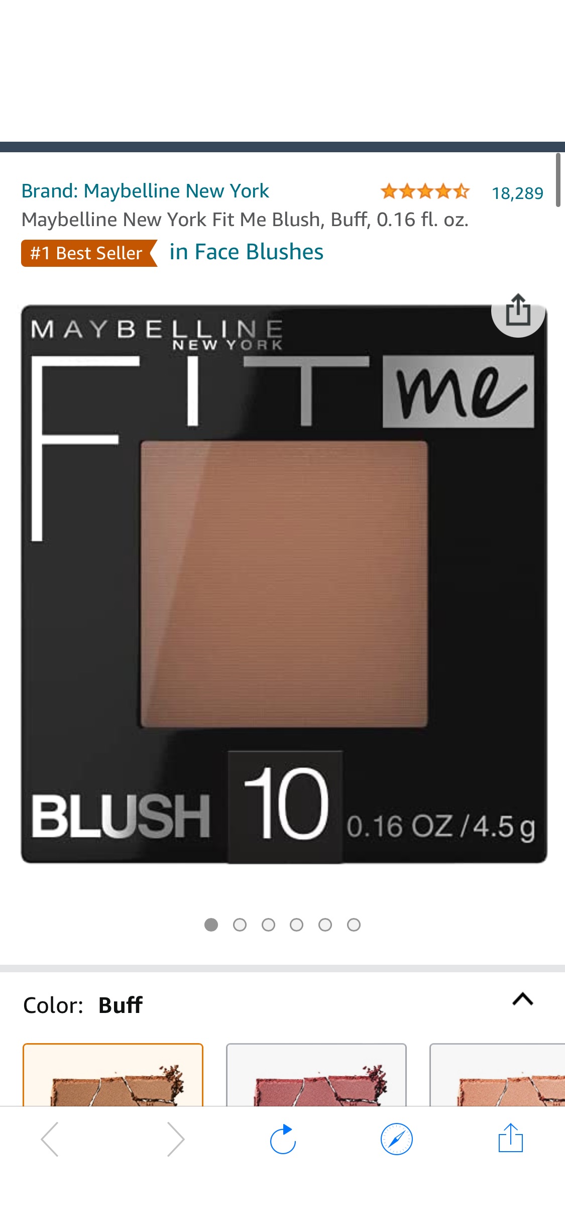Amazon.com 腮红折扣: Maybelline New York Fit Me Blush, Buff, 0.16 fl. oz.