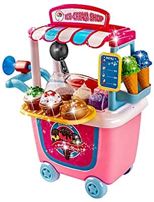 Amazon.com: UNIH Pretend Playset Ice Cream Toddler Toys Store Cart for Kids Birthday Gift: Toys & Games