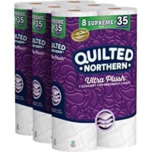 Amazon.com: Quilted Northern Ultra Plush Toilet Paper, 24 Supreme Rolls = 105 Regular Rolls, 3-ply Bath Tissue : Health & Household厕纸