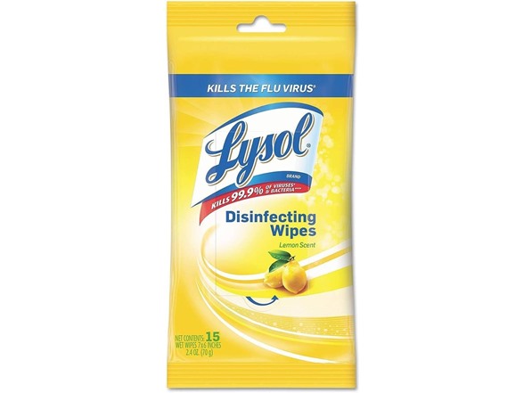 (48 Pack) Lysol Disinfecting Wipes, On the Go Travel Size, Lemon Scent, 15ct