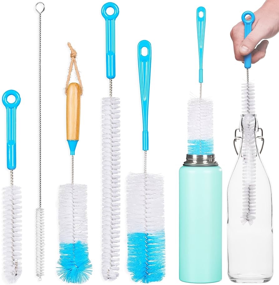 Amazon.com: Turbo Microfiber Bottle Brush Cleaner Pack - Set of 5 Bottle Brushes for Cleaning Baby Bottles, Water Bottles, Tumblers, Wine Decanters, Flask, Bong, Vase Cleaner - One Straw Cleaner Brush