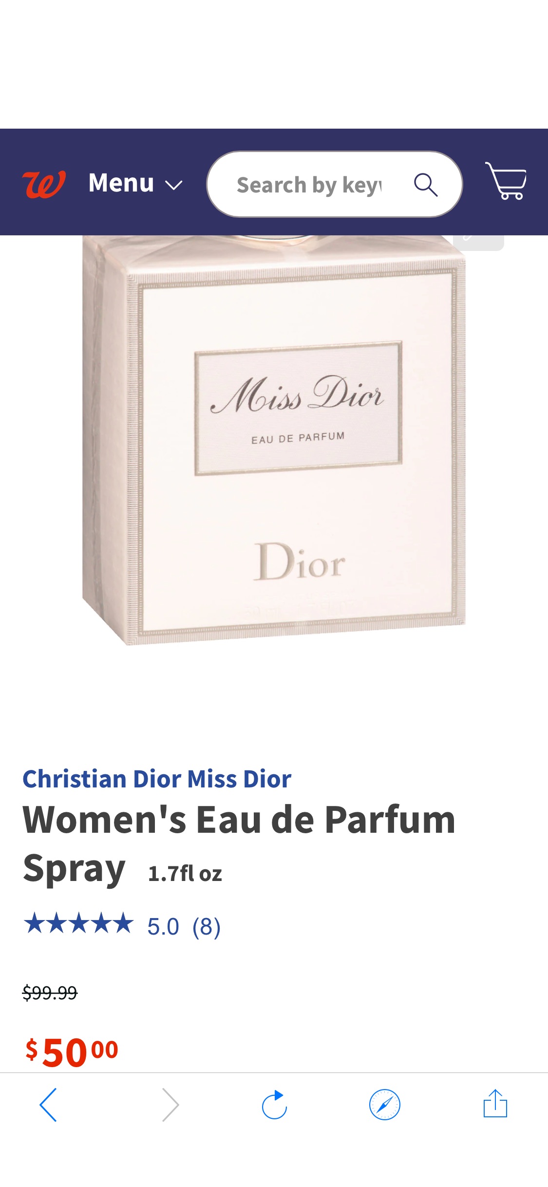 Christian Dior Miss Dior Women's Eau de Parfum Spray | Walgreens 甜心小姐 50ml 半价！