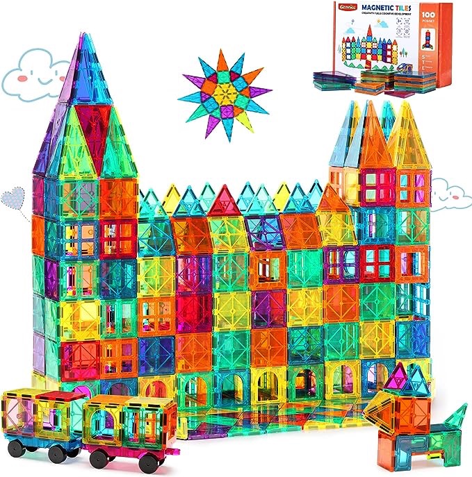 Gemmicc Magnetic Tiles Building Blocks for Kids, STEM Approved Educational Toys,3D Magnet Puzzles Stacking Blocks for Boys Girls,100 PCS Classic Set, Magic Kits & Accessories - Amazon Canada
