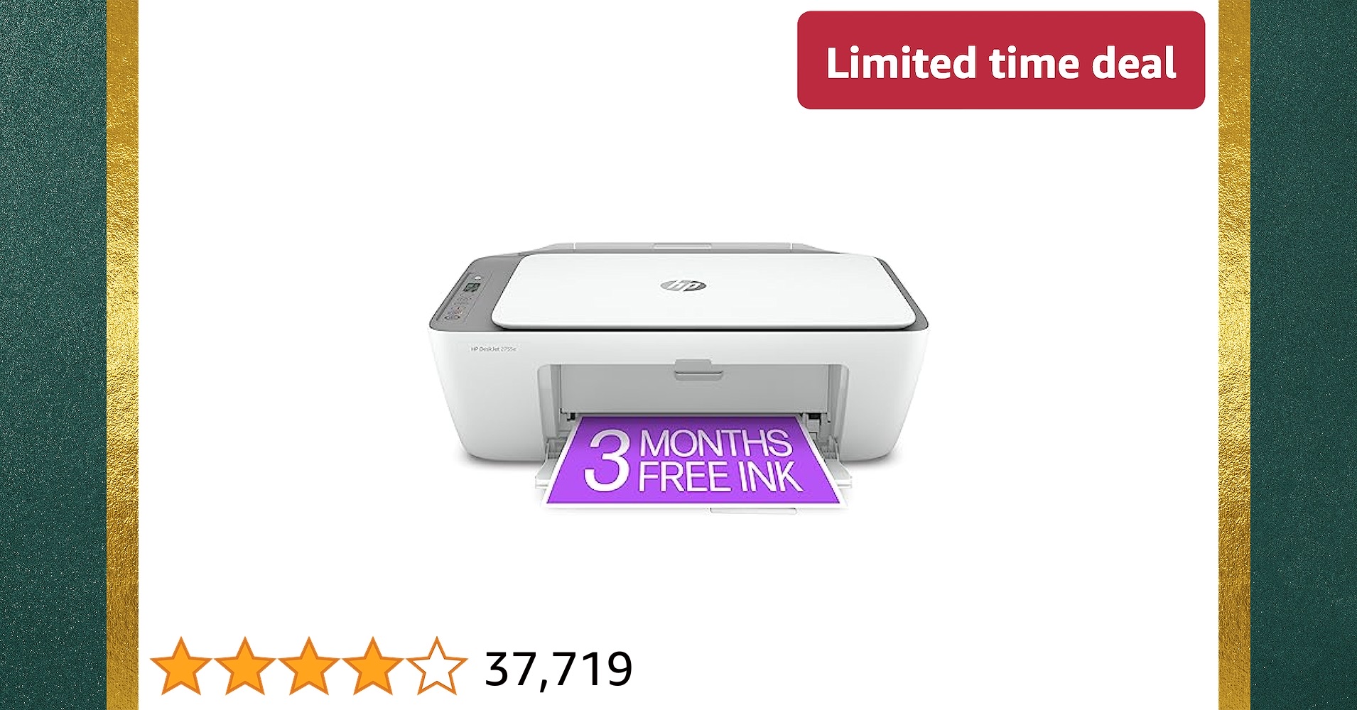 Limited-time deal: HP DeskJet 2755e Wireless Color inkjet-printer, Print, scan, copy, Easy setup, Mobile printing, Best-for home, Instant Ink with HP+,white