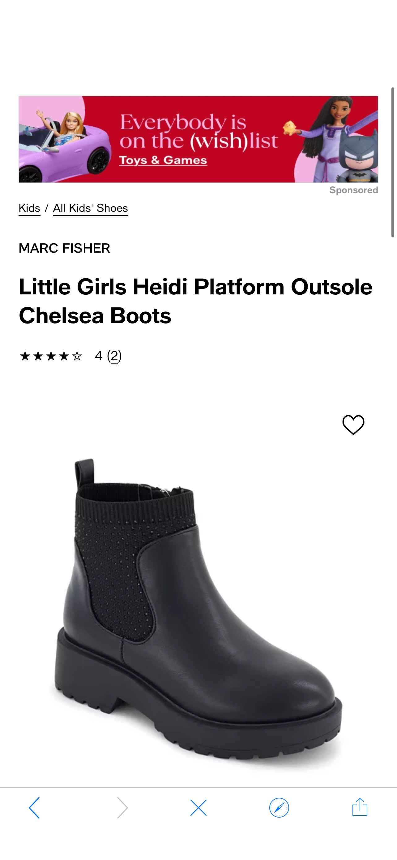 Marc Fisher Little Girls Heidi Platform Outsole Chelsea Boots - Macy's