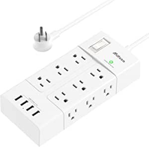 Power Strip Surge Protector - 12 Widely Outlets with 4 USB & 5 ft Flat Plug Extension Cord