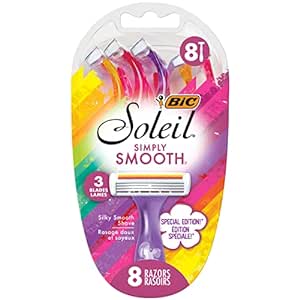 Amazon.com: BIC Soleil Simply Smooth Women&#39;s Disposable Razors, 3 Blades With Moisture Strip For a Silky Smooth Shave, 8 Piece Razor Set : Beauty &amp; Personal Care