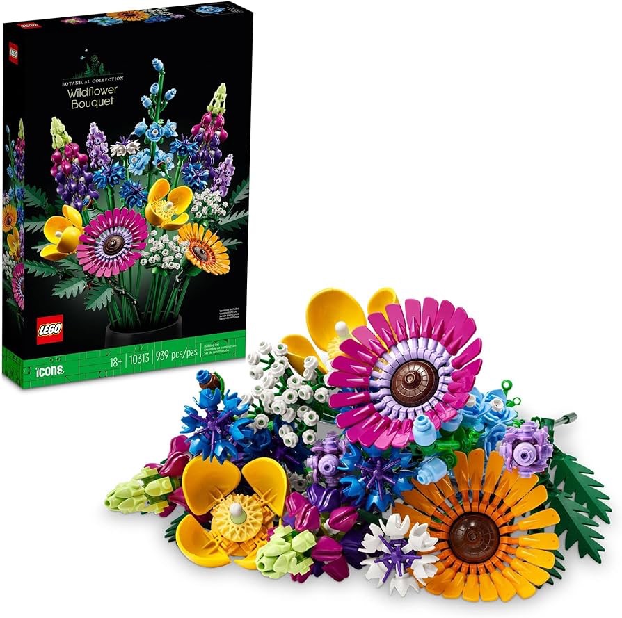 Amazon.com: LEGO Icons Wildflower Bouquet Set - Artificial Flowers with Poppies and Lavender, Adult Collection, Unique Mother's Day Decoration, Botanical Piece for Anniversary or Gift for Mother's Day