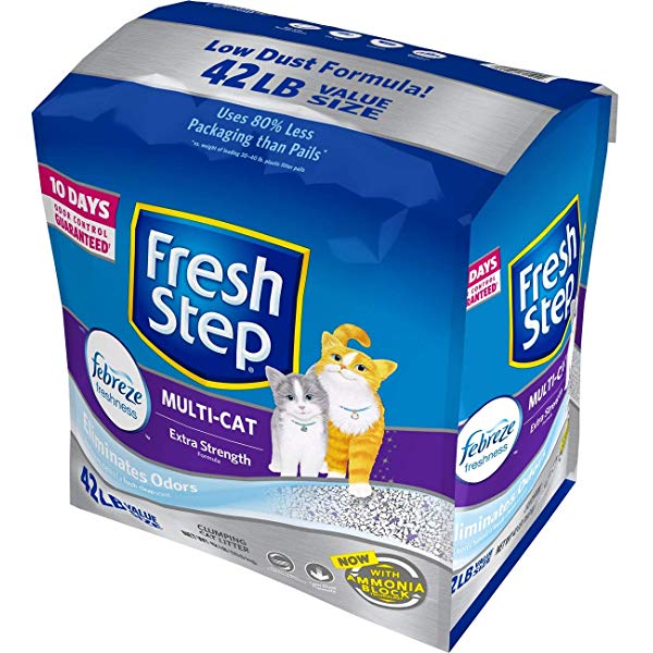 Amazon.com : Fresh Step Multi-Cat with Febreze Freshness, Clumping Cat Litter, Scented, 14 Pounds : Pet Supplies 猫砂
