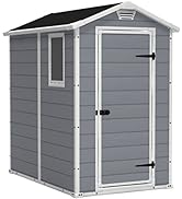 Amazon.com : Keter Manor 4x6 Resin Outdoor Storage Shed Kit-Perfect to Store Patio Furniture, Garden Tools Bike Accessories, Beach Chairs and Lawn Mower, Grey &amp; White : Patio, Lawn &amp; Garden