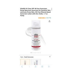 $29.64 Amazon.com: EltaMD UV Clear SPF 46 Face Sunscreen, Broad Spectrum Sunscreen for Sensitive Skin 防晒霜