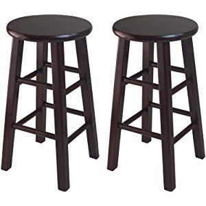 Winsome Set Of 2 Square Leg, 24-inch Counter Stool, Antique Walnut