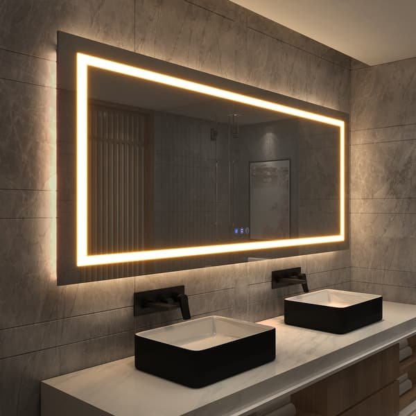 浴室墙面镜 内置LED灯带 带有防雾功能