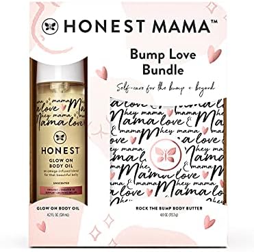 Amazon.com: The Honest Company Honest Mama Body + Belly Bump Love Bundle | Moisturizing, Plant-Based Oil + Stretch Mark Butter Cream : Beauty &amp; Personal Care