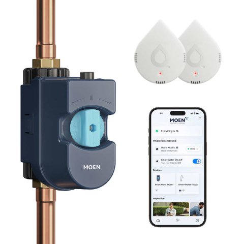 Moen Flo Smart Water Monitor & Shutoff with 2 Smart Leak Detectors