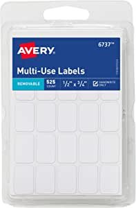 Removable Labels, Rectangular, 0.5 x 0.75 Inches, White, Pack of 525