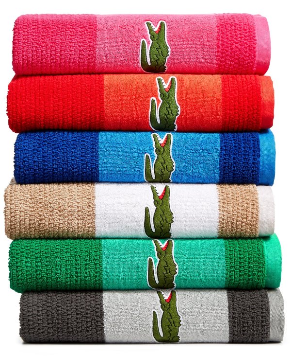 Lacoste Match Cotton Colorblocked Bath Towel - Macy's