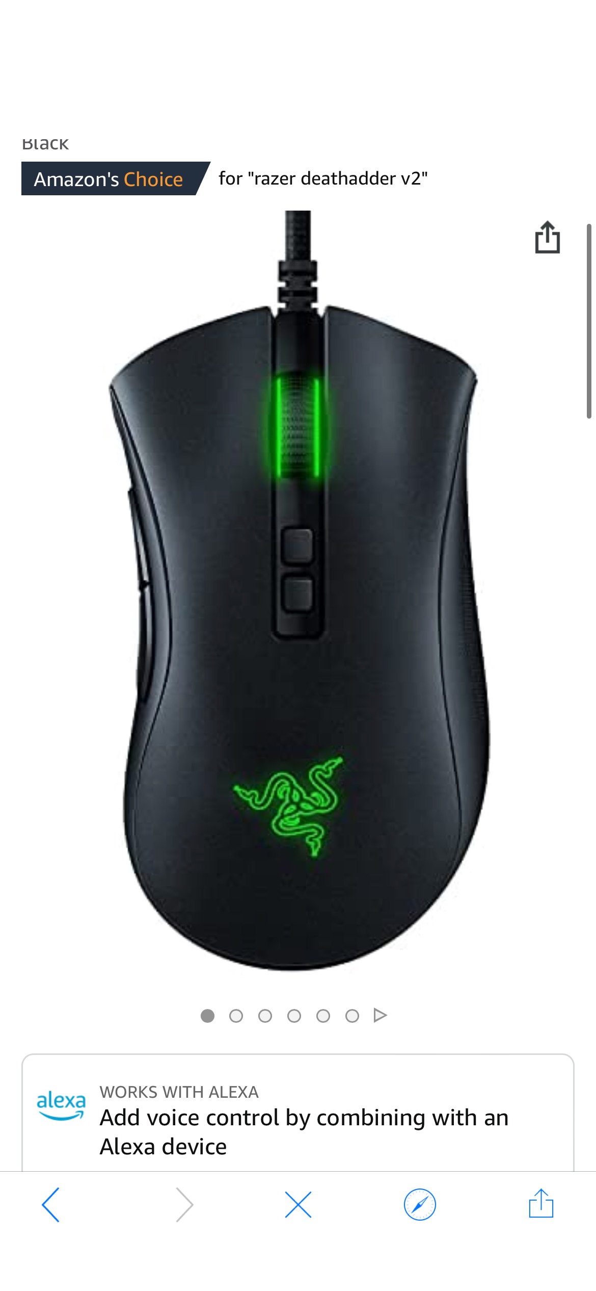 Razer DeathAdder V2 Gaming Mouse: 20K DPI Optical Sensor - Fastest Gaming Mouse Switch - Chroma RGB Lighting - 8 Programmable Buttons - Rubberized Side Grips - Classic Black : Video Games 鼠标