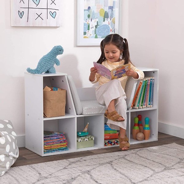 近史低好价 KidKraft 儿童木制收纳柜，带阅读角和靠垫