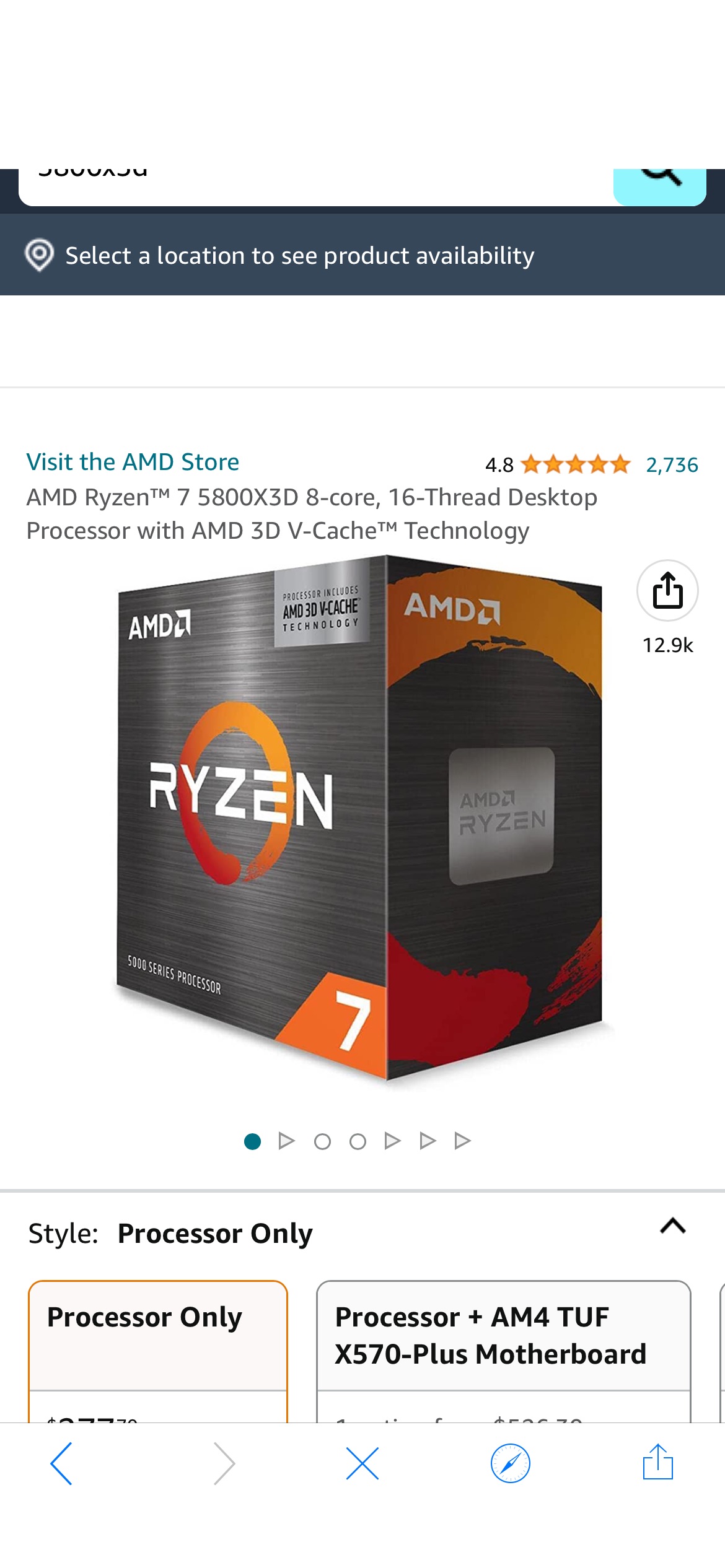 Amazon.com: AMD Ryzen™ 7 5800X3D 8-core, 16-Thread Desktop Processor with AMD 3D V-Cache™ Technology : Electronics