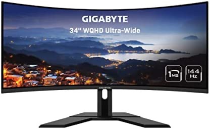 Amazon.com: GIGABYTE G34WQC A 34" 144Hz Ultra-Wide Curved Gaming Monitor, 电竞显示器 3440 x 1440 VA 1500R Display, 1ms (MPRT) Response Time, 90% DCI-P3, VESA Display HDR400, FreeSync Premium