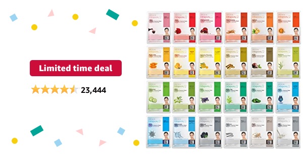 Limited-time deal: DERMAL 24 Combo Pack A Collagen Essence Korean Face Mask - Hydrating & Soothing Facial Mask with Panthenol - Hypoallergenic Self Care Sheet Mask for All Skin Types - Natural Home Sp