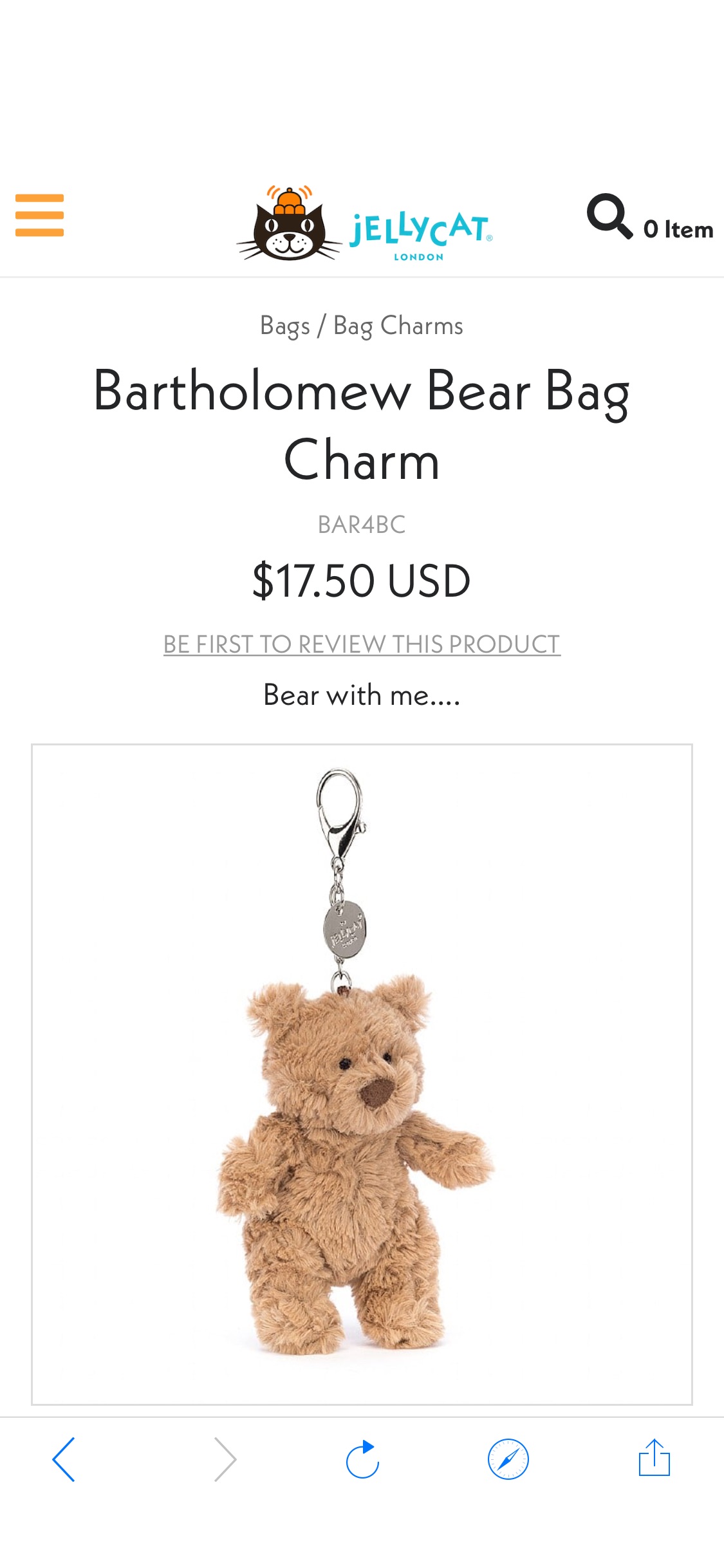 Bartholomew Bear Bag Charm | Bag Charms | Jellycat