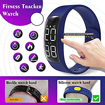 Biliqueen Kids Fitness Tracker Watch, Activity Tracker Pedometer Digital Smart Watches for Girls Boys Watch with Alarm Calorie Step Counter Bracelet Gift for Teens 小孩手表
