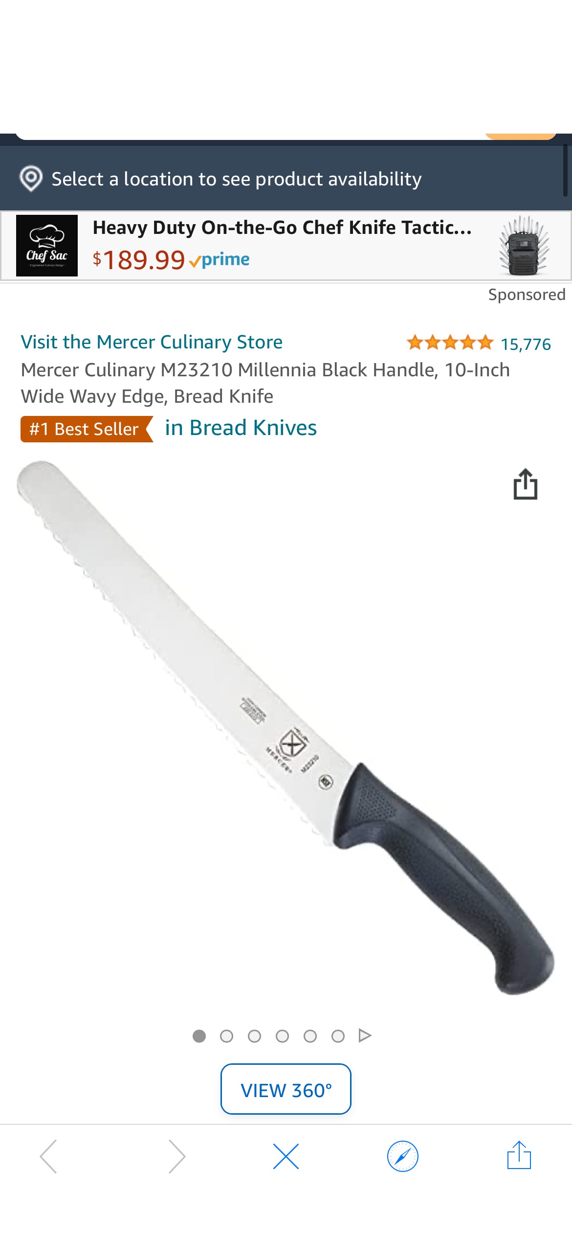 Amazon.com: Mercer Culinary 面包刀 M23210 Millennia Black Handle, 10-Inch Wide Wavy Edge, Bread Knife : Industrial & Scientific
