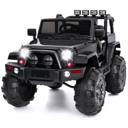 Best Choice Products 12V Kids Electric Battry-Powered Ride-On Truck Car RC Toy w/ Remote Control, 3 Speeds, Spring Suspension, LED Lights, AUX - Black - Walmart.com车