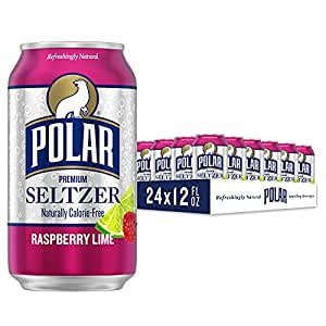 Polar Seltzer Water Raspberry Lime, 12 fl oz cans, 24 pack
