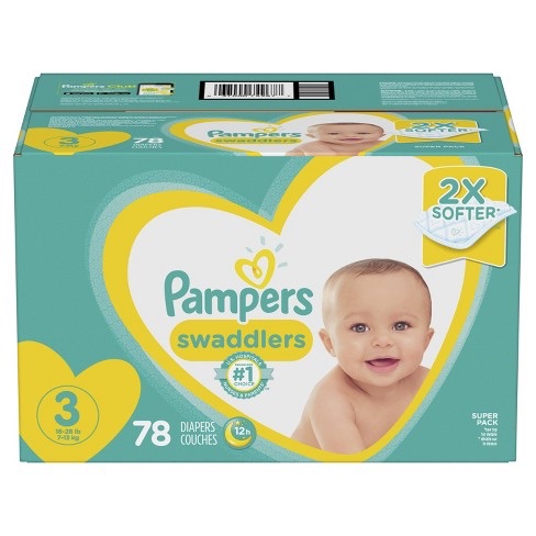 尿不湿买两箱赠$10礼卡。Pampers Swaddlers Diapers Super Pack (Select Size) : Target