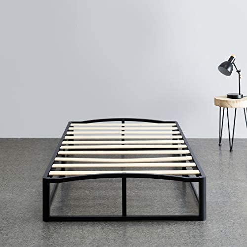 Amazon Basics 10" Modern Metal Platform Bed with Wood Slat Support - Mattress Foundation - No Box Spring Needed, Twin: Furniture & Decor 床架