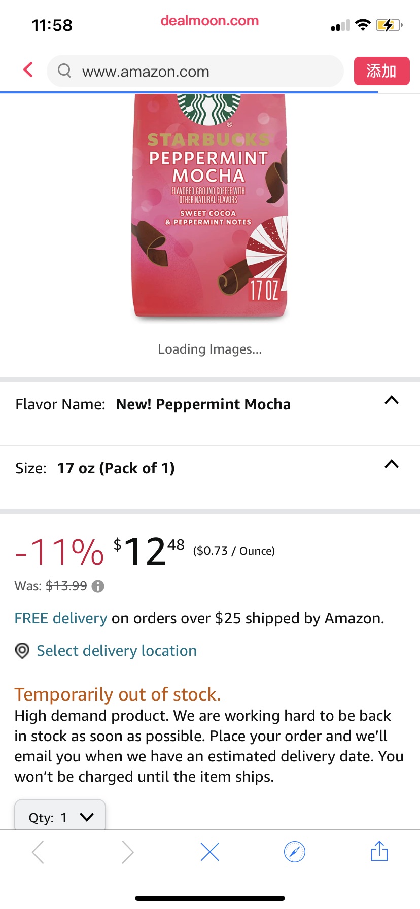 Amazon.com : Starbucks Ground Coffee—Peppermint Mocha Flavored Coffee—100% Arabica—Naturally Flavored—Limited Edition—1 bag (17 o星巴克咖啡