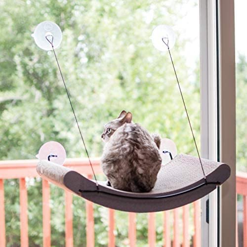 K&H PET PRODUCTS EZ Mount Cradle Scratcher Window Cat Bed Premium Cardboard 11 x 20 Inches : Pet Supplies
