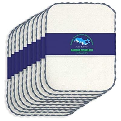 SWEET DOLPHIN 10 Pack Bamboo Kitchen Dishcloths