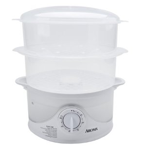 Aroma 6 Quart Dishwasher Safe Food Steamer, 4 Piece