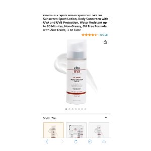 $42.4 Amazon.com: EltaMD UV Sport Broad Spectrum SPF 50 Sunscreen Sport Lotion, Body Sunscreen with UVA and UVB 运动防晒霜