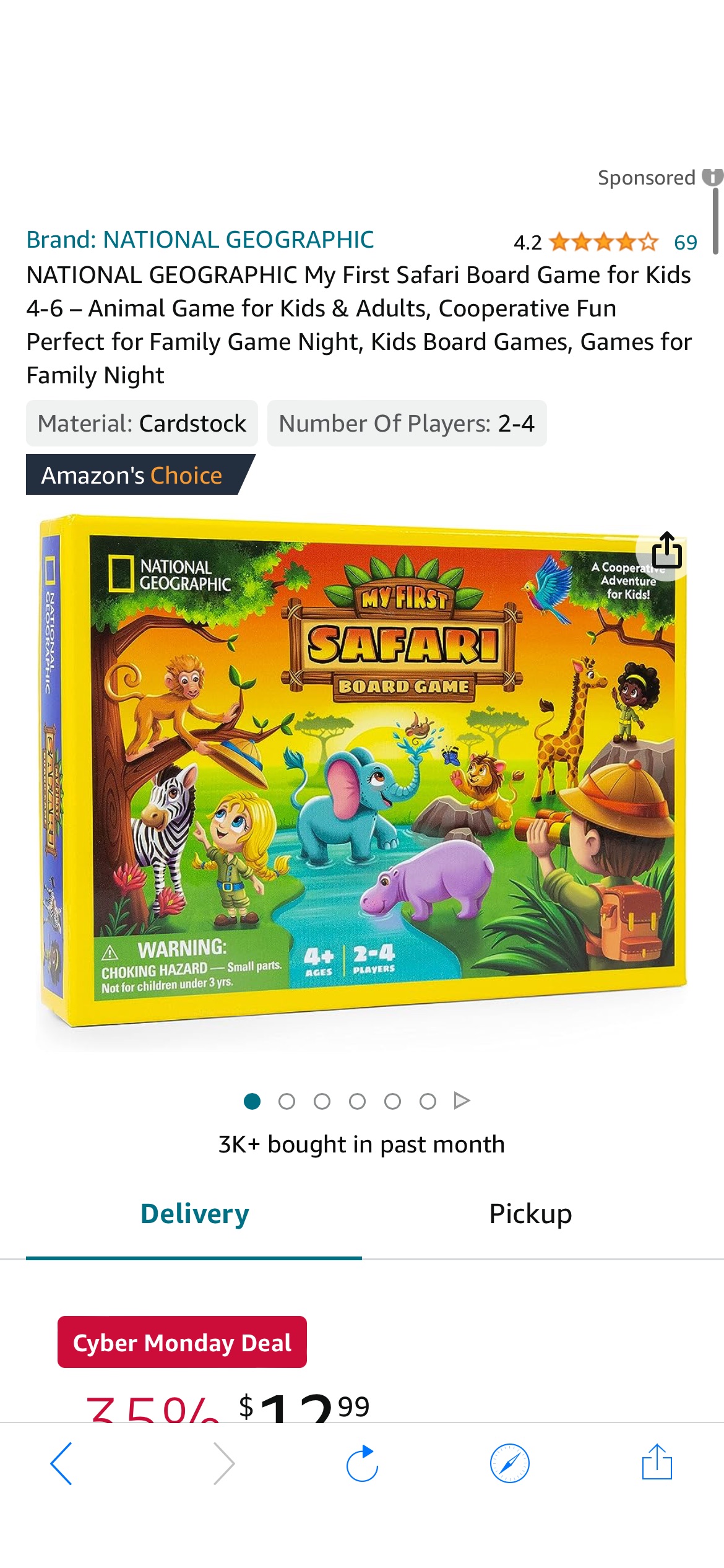Amazon.com: NATIONAL GEOGRAPHIC My First Safari Board Game for Kids 4-6 – Animal Game for Kids & Adults, Cooperative Fun Perfect for Family Game Night, Kids Board Games, Games for Family Night : Natio