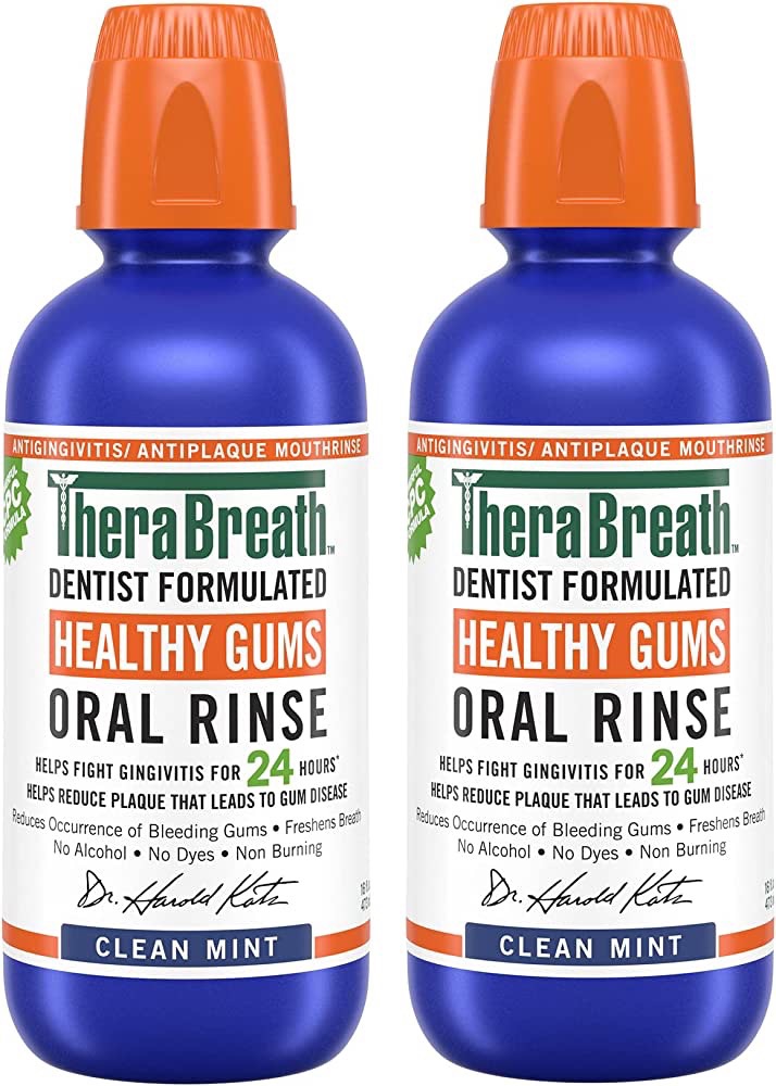 Amazon.com: TheraBreath Healthy Gums Mouthwash, Clean Mint, Antigingivitis, Dentist Formulated, 16 Fl Oz (2-Pack) : Grocery & Gourmet Food
